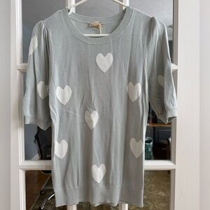 NWT - grey and white heart sweater - size small.